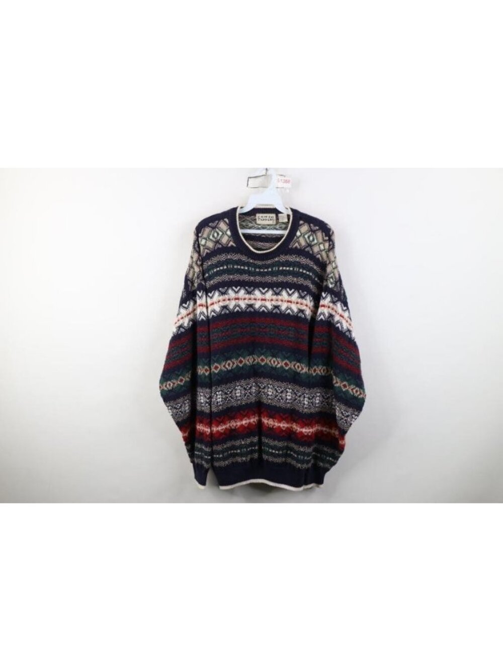 Vintage 90s Streetwear Mens Size Large Cotton Fair Isle Knit Crewneck Sweater